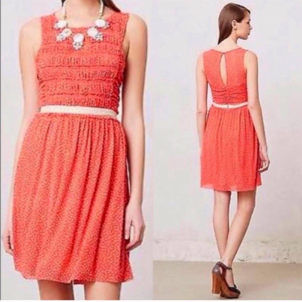 Anthropologie Coral Sleeveless Dress